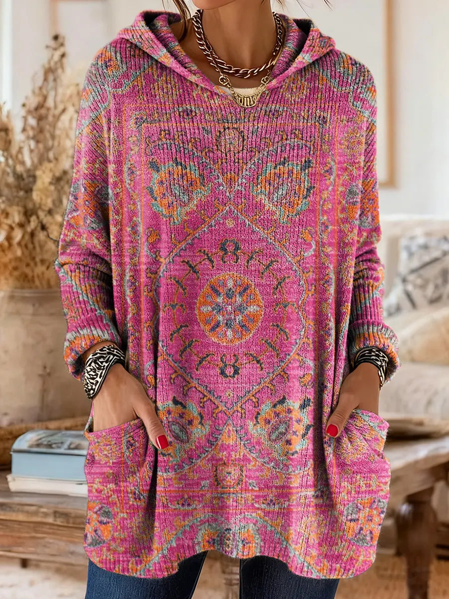 Vivante | Hooded Tunic – Vintage-Inspired Ethnic Print for Women