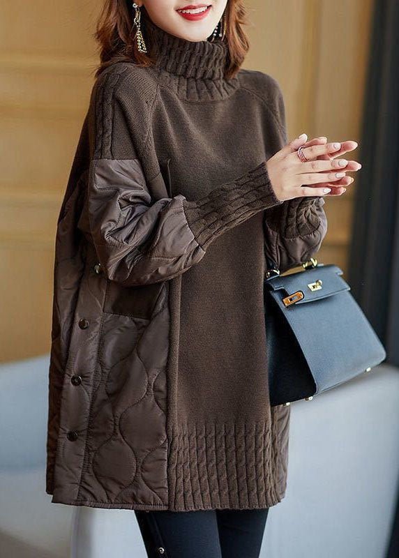 Hailey | Patchwork Sweater – Relaxed Fit with Turtleneck