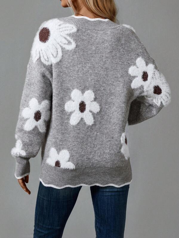 Penelope | Floraler V-Ausschnitt Pullover