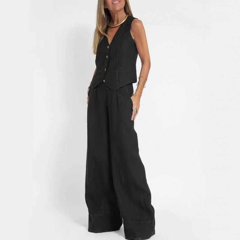Eliana | Linen Button Detail Vest