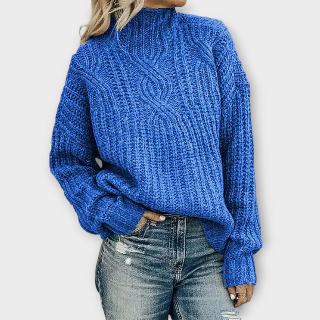 Seraphina | Elegant High-Neck Cable Knit Sweater