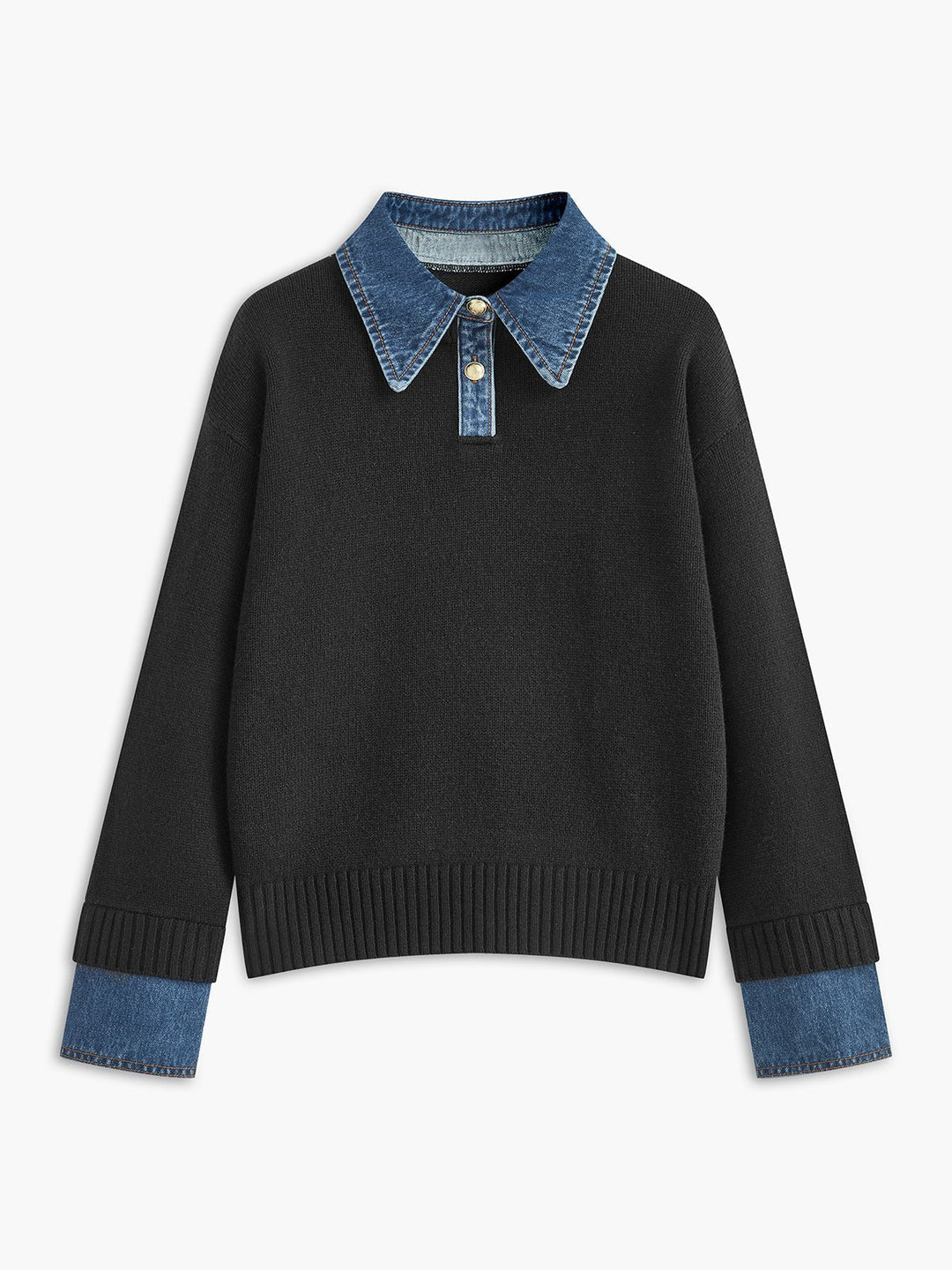 Camille | Strick-Poloshirt mit Jeanskragen