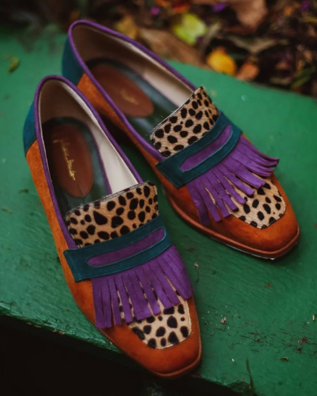 Colette | Damen-Loafer aus Leder mit Animalprint und Fransen