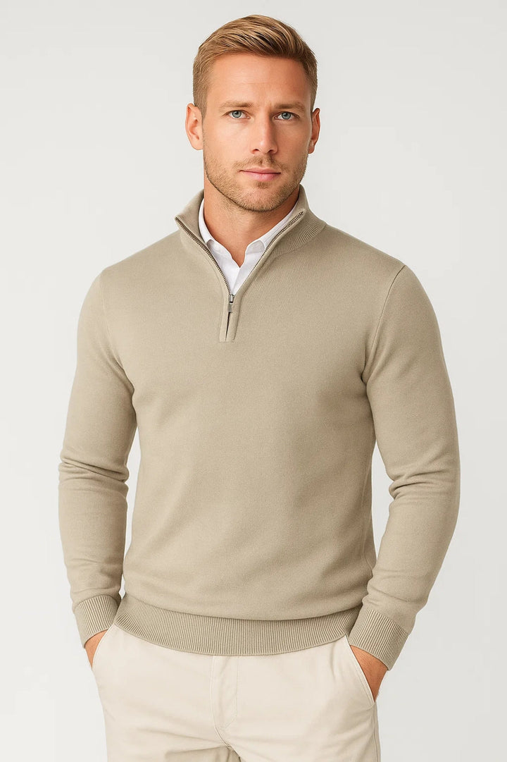 Everline | Modern Half Zip High Neck Sweater