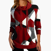 Lucia | Color Block Cowl Neck Drawstring Hoodie