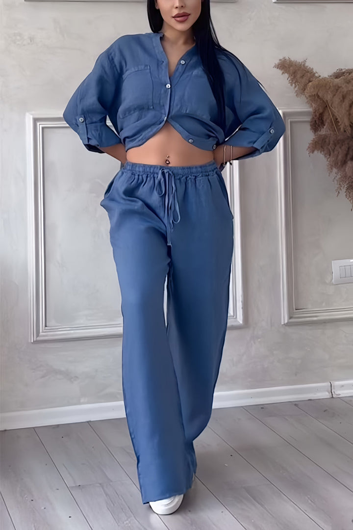 Ophelia | Stylish Linen Blouse and Trouser Set