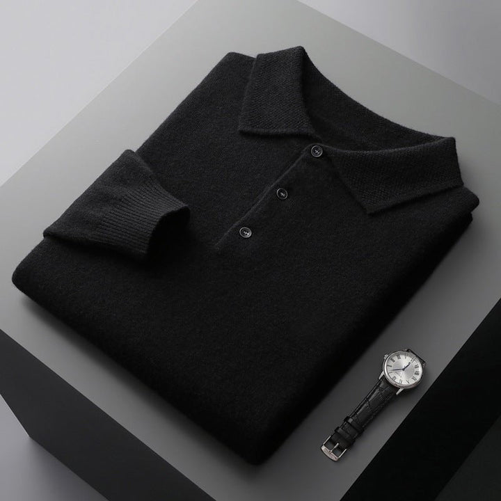Eldridge | Maglione polo in cotone lavorato a maglia a maniche lunghe