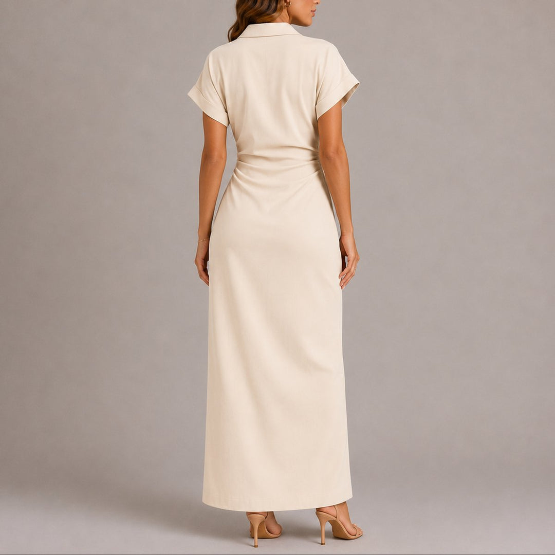 Freya | Elegantes gerafftes Maxikleid für Damen