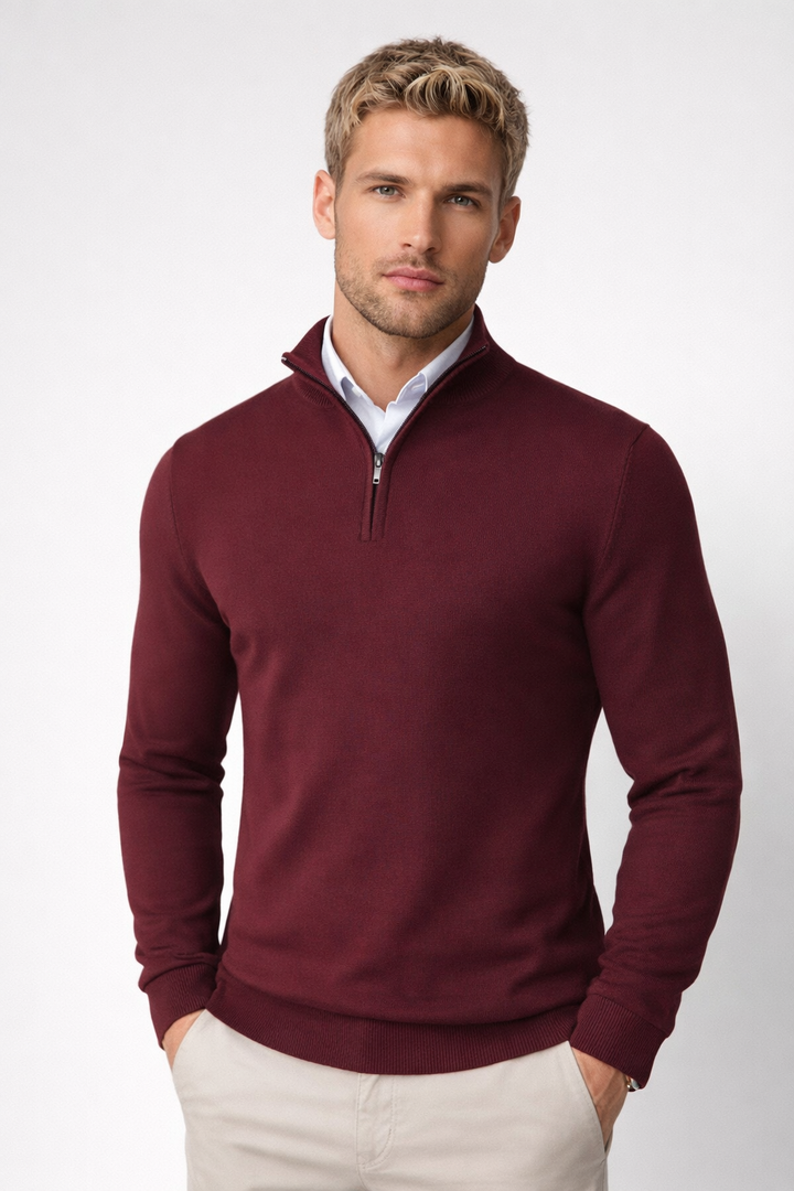 Everline | Modern Half Zip High Neck Sweater