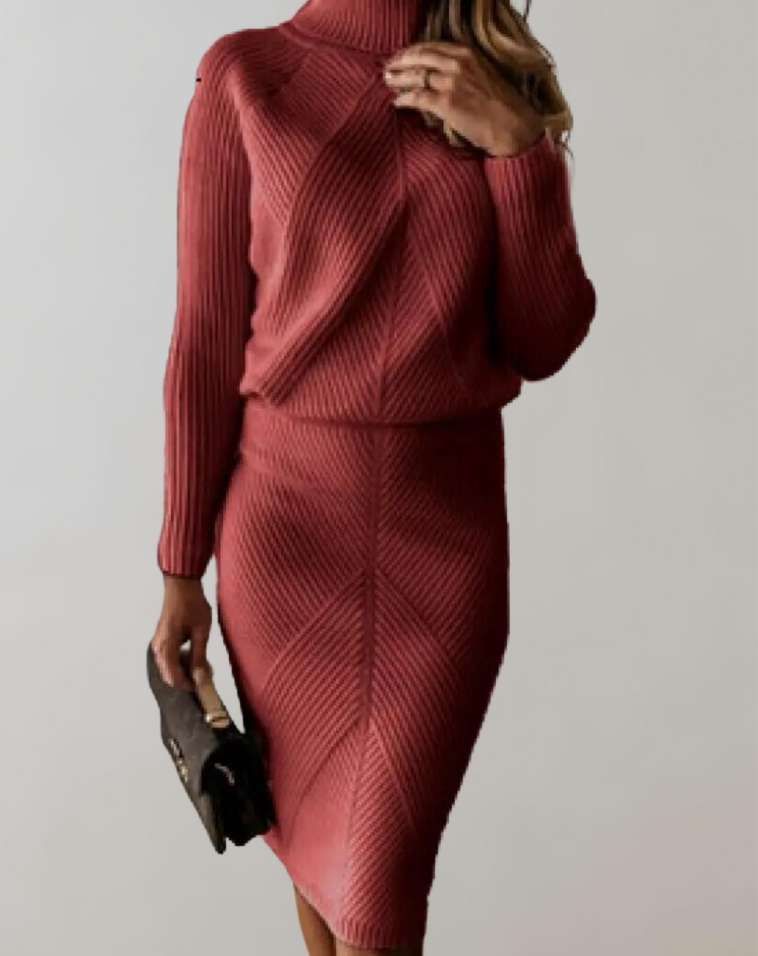 Aura | Completo elegante con maglione dolcevita in maglia e gonna aderente