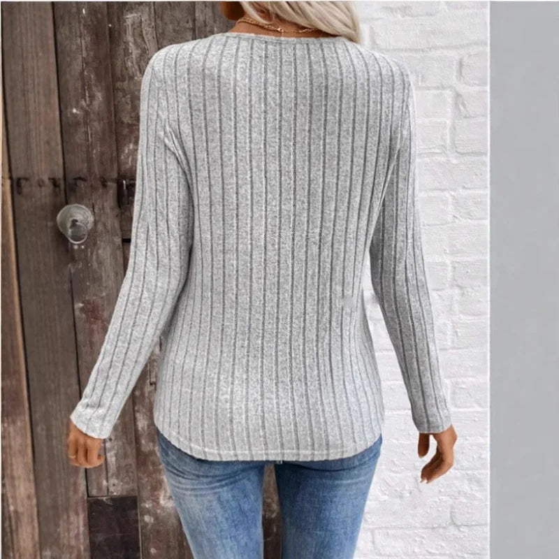 Elara | Eleganter Damenpullover mit strukturierter Streifenoptik