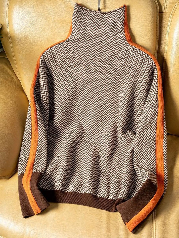 Amelie | Turtleneck Sweater – Oversized Houndstooth Design for Women