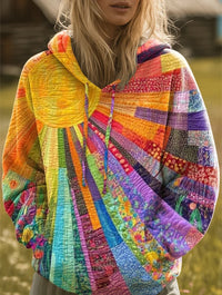 Laura | Sunburst Patchwork Hooded Sweater