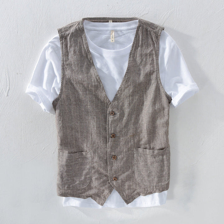 Cedric | Gilet classico da uomo in lino a righe