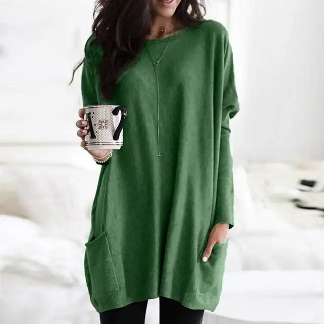 Aurelia | Oversized Pocket Long-Sleeve Tunic Sweater