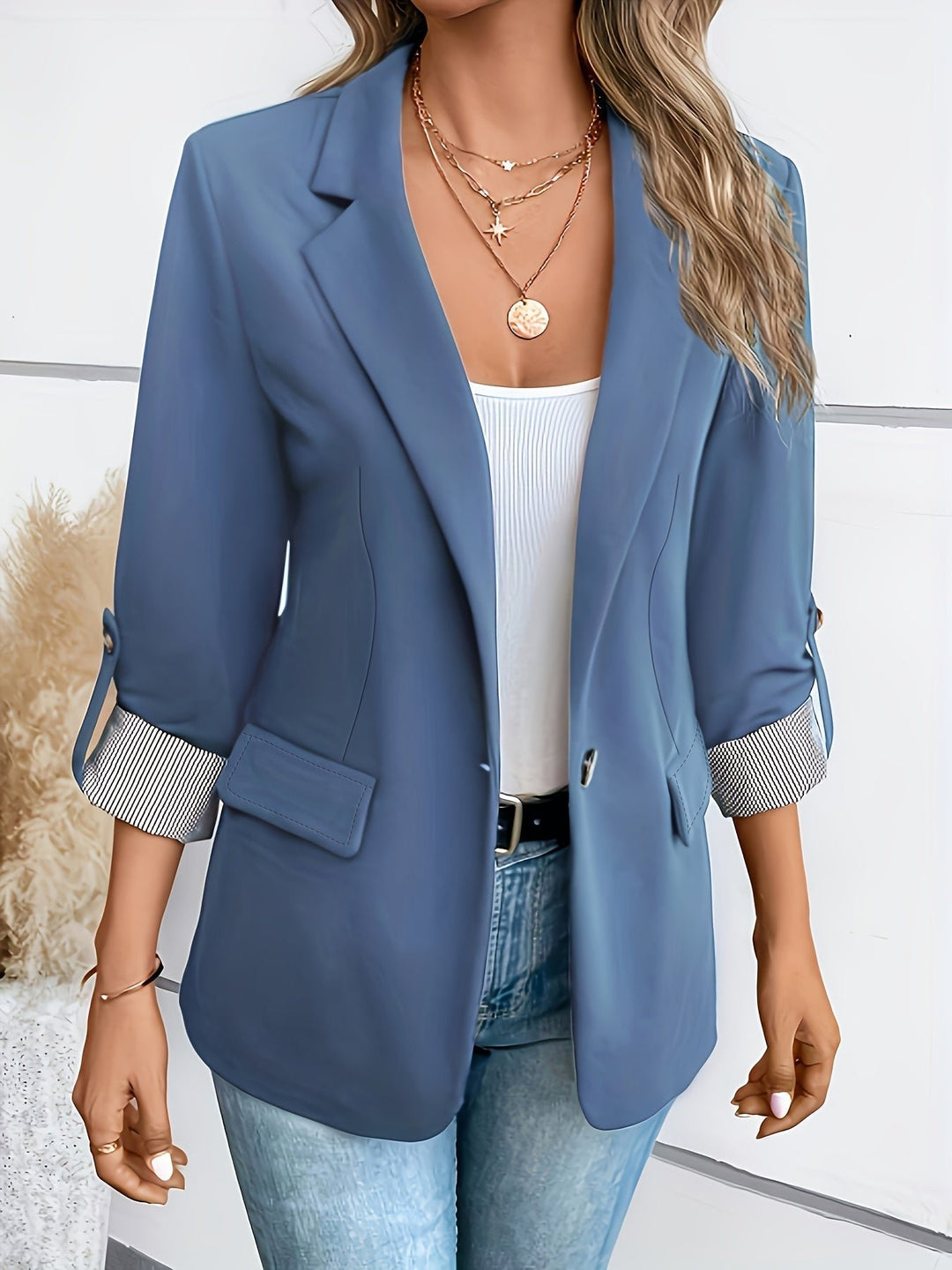 Maeve | Blazer mit einem Knopf und aufrollbaren 3/4-Ärmeln für Damen