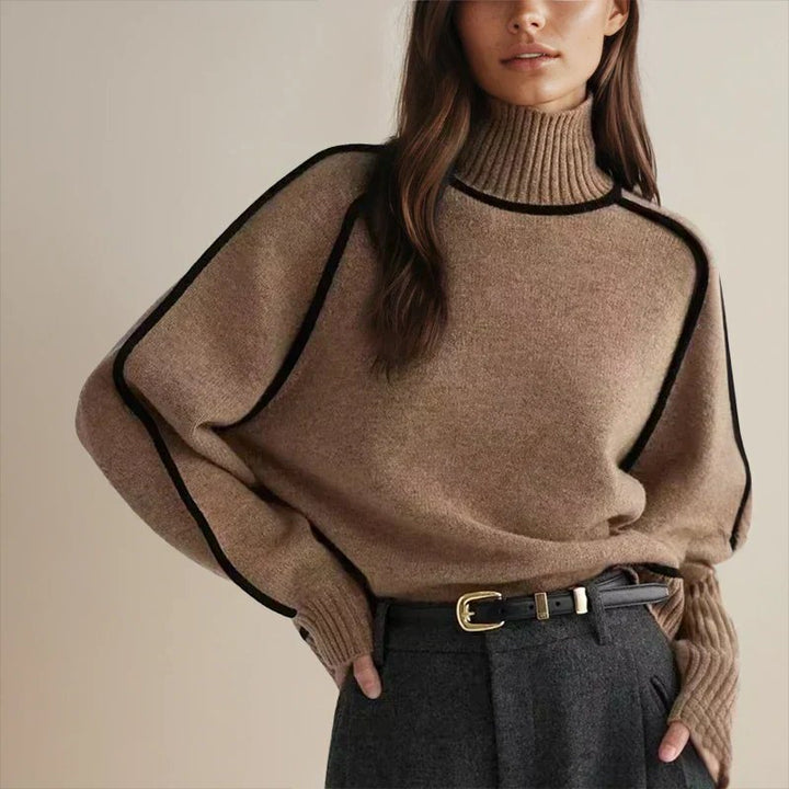 Elodie | Oversized Colorblock Turtleneck Sweater