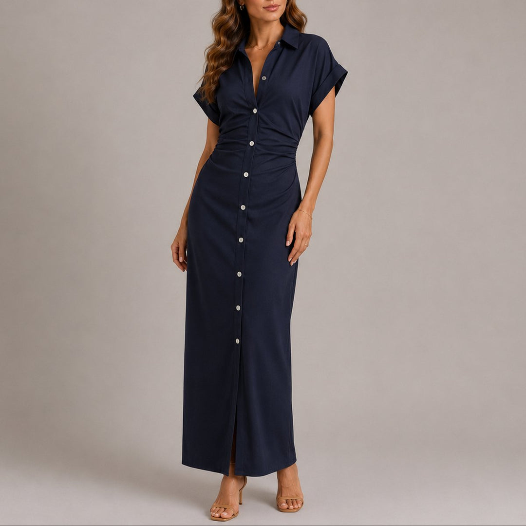 Freya | Elegantes gerafftes Maxikleid für Damen