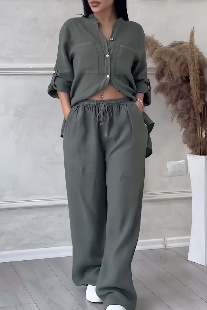 Ophelia | Stylish Linen Blouse and Trouser Set