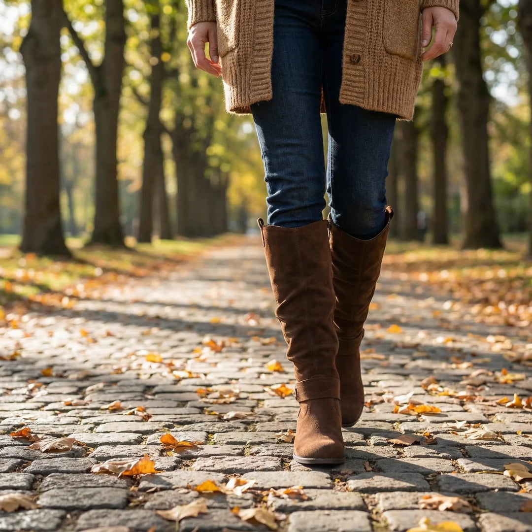 Vespera | Lässige Slouchy-Stiefel für Damen mit knöchelhohem Schaft und Blockabsatz