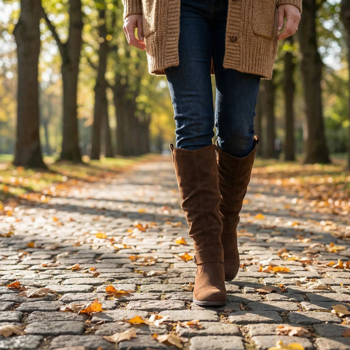 Vespera | Lässige Slouchy-Stiefel für Damen mit knöchelhohem Schaft und Blockabsatz