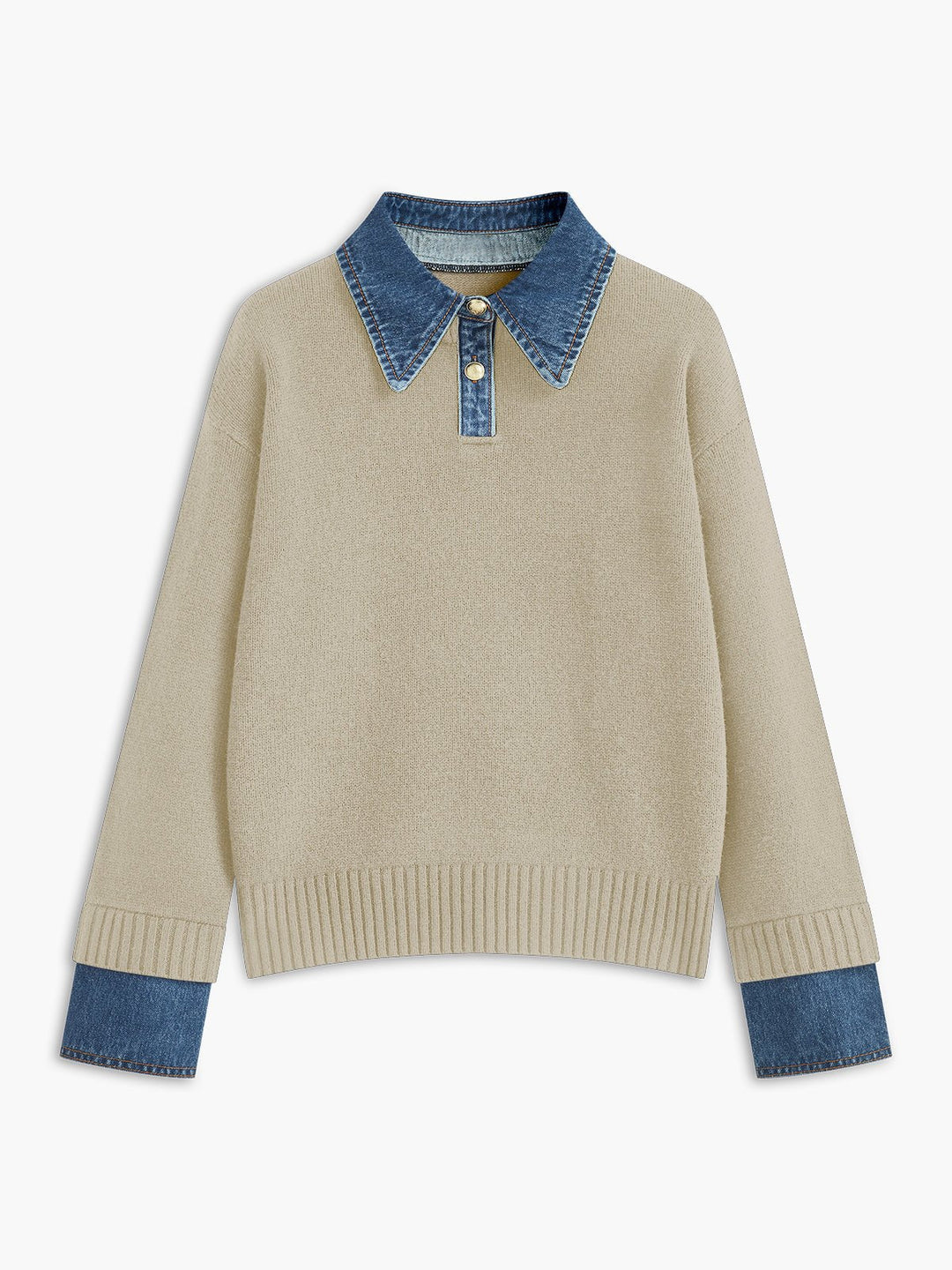 Camille | Strick-Poloshirt mit Jeanskragen