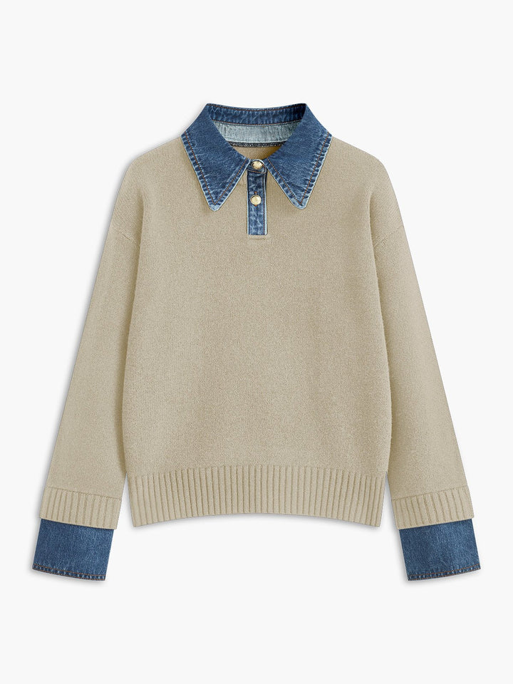 Camille | Strick-Poloshirt mit Jeanskragen