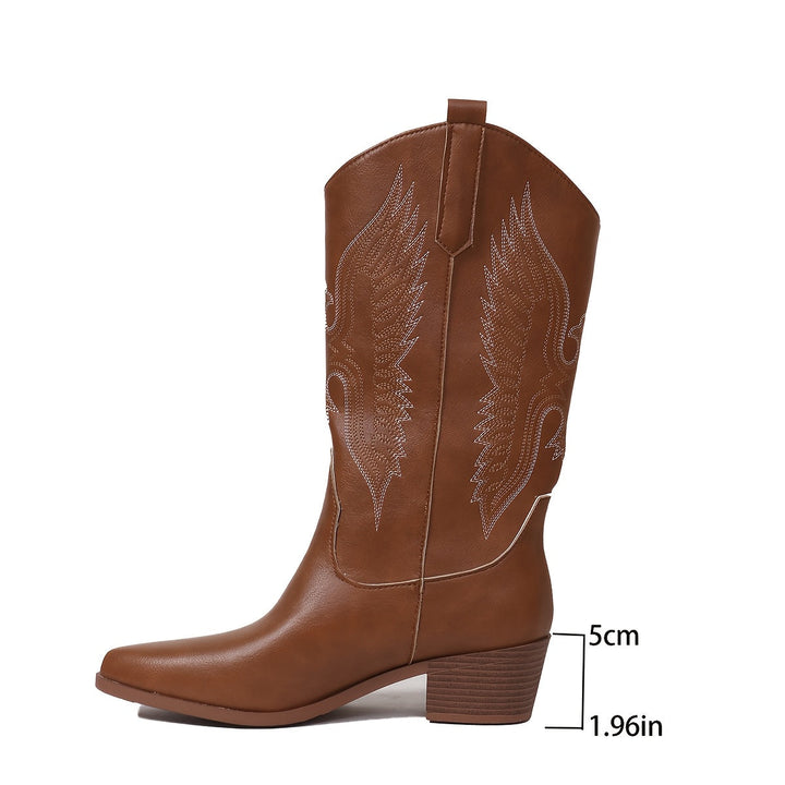 Freya | Kniehohe Cowboystiefel mit weitem Schaft für Damen