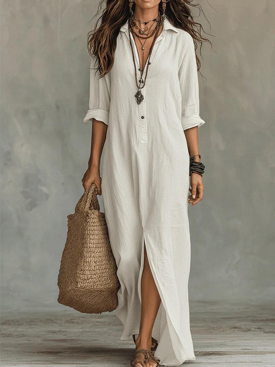 Noralynn | Women's Long Sleeve Flowing Maxi Shirt Dress