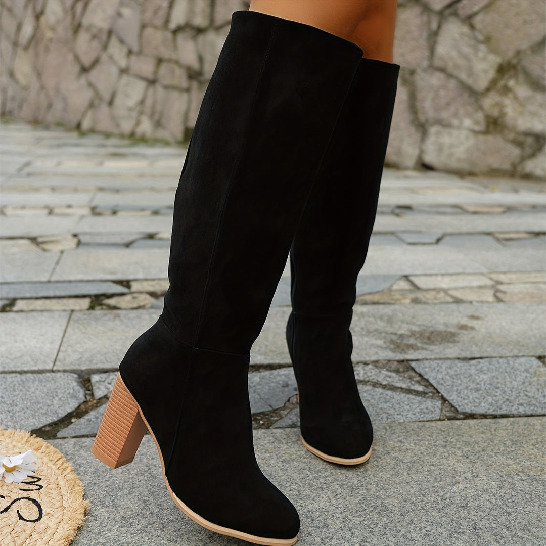 Lunara | Schicke Western-Kniehochstiefel mit weitem Schaft für Damen