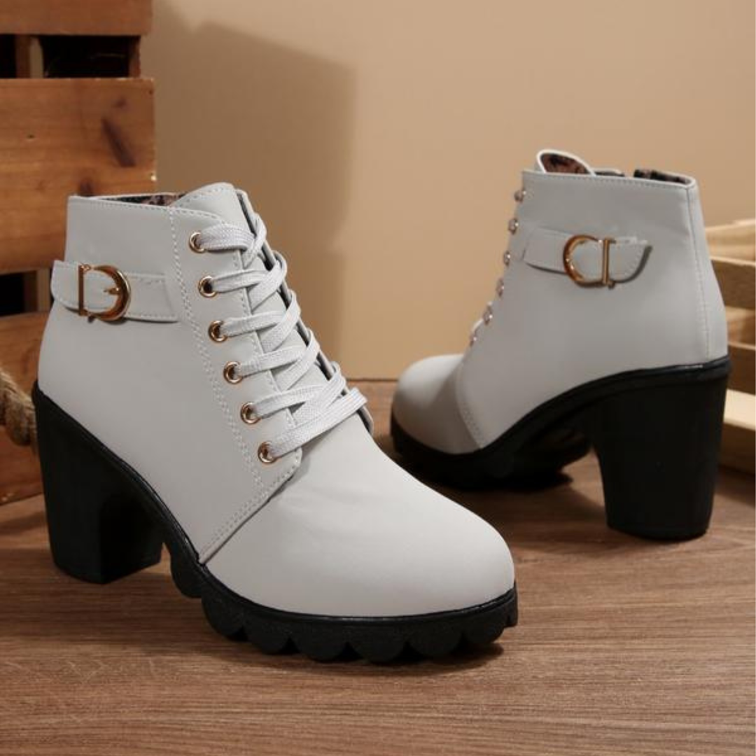Elowen | Stivaletti eleganti da donna con lacci e tacco largo