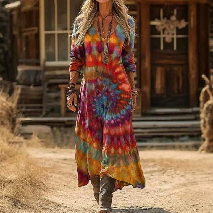 Elowen | Women's Relaxed Flowing V-Neck Boho Maxi Dress