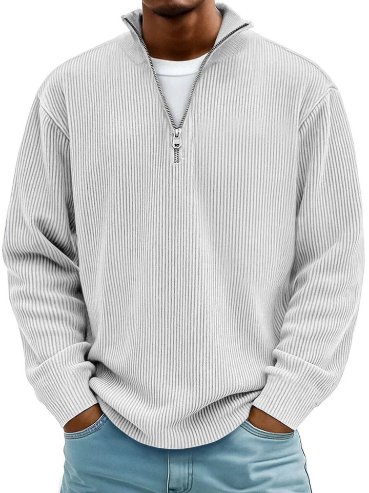 Simeon | Quarter-Zip Pullover Sweater for Men – Stylish Ribbed Design