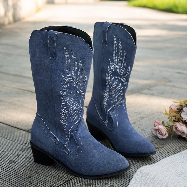 Dahlia | Cowboystiefel mit weitem Schaft bis zur Wadenmitte für Damen