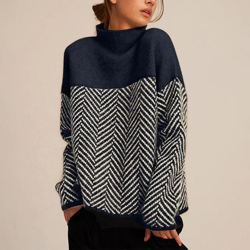 Seraphina | Maglione a collo alto in maglia chevron