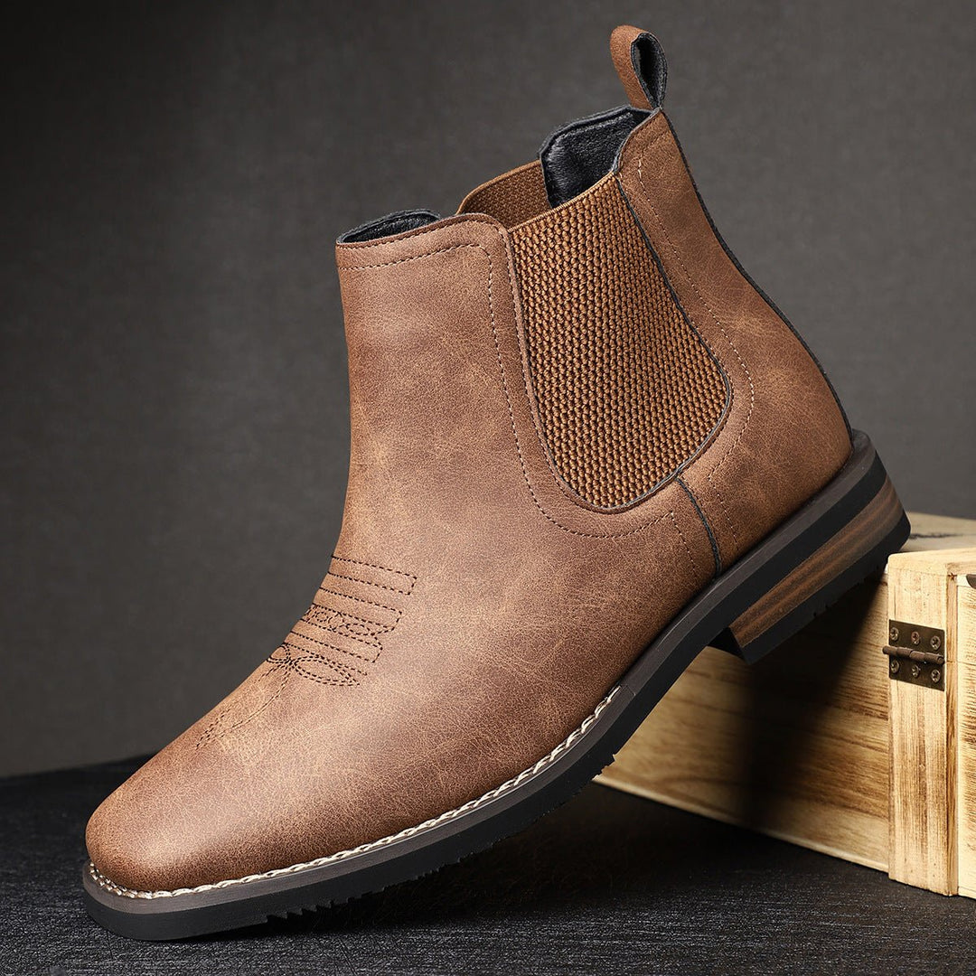 Bramwell | Stilvolle braune orthopädische Chelsea-Boots aus Kunstleder für Herren