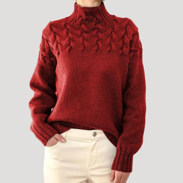 Sophie | Cable Knit Sweater with Roll Neck for Women