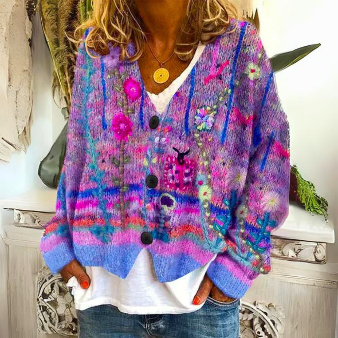 Carmine | Colorful Knit Sweater – Unique Bohemian Style for Women