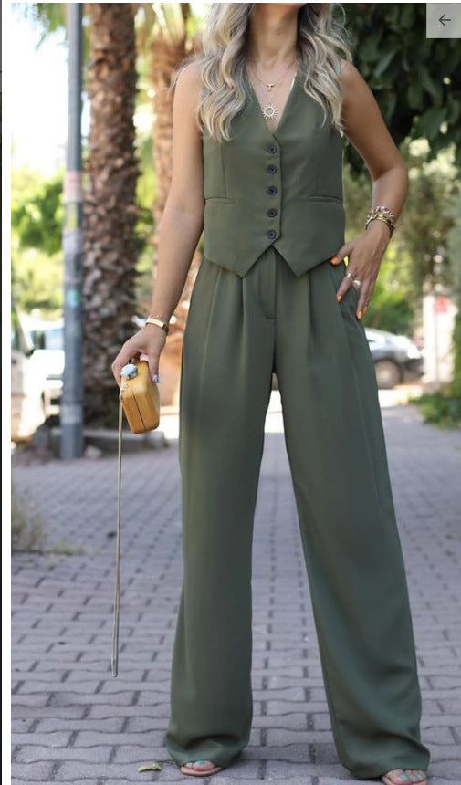Seraphine | Completo elegante a due pezzi senza maniche con scollo a V