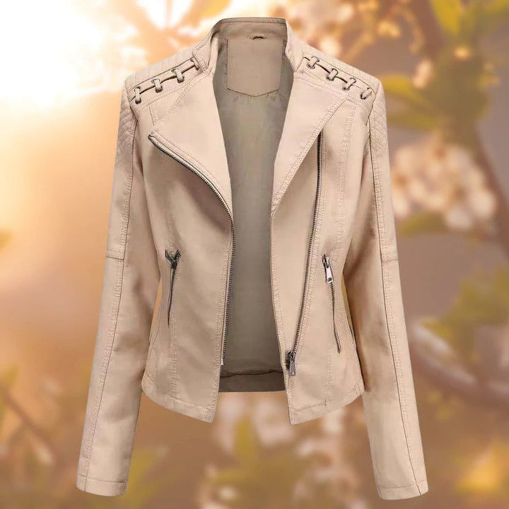 Vara | Biker-Style Zip-Up Faux Leather Jacket – Edgy Design for Women