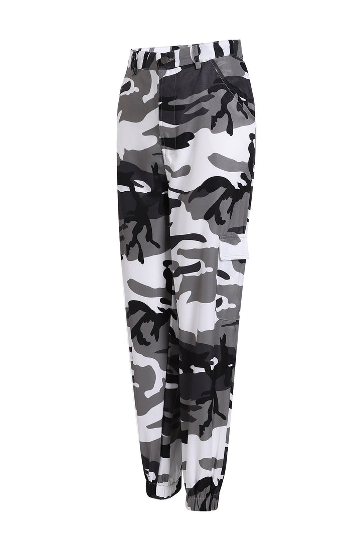 Drunelle | Pantaloni cargo mimetici alla moda con vita elasticizzata