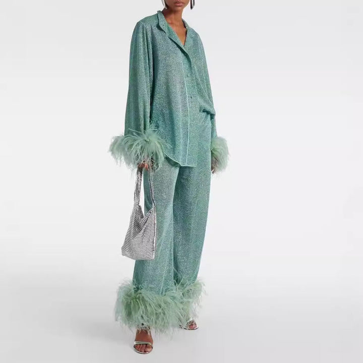 Colette | Completo elegante con pantaloni e capo a maniche lunghe con bottoni sul davanti