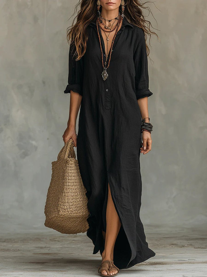 Noralynn | Women's Long Sleeve Flowing Maxi Shirt Dress