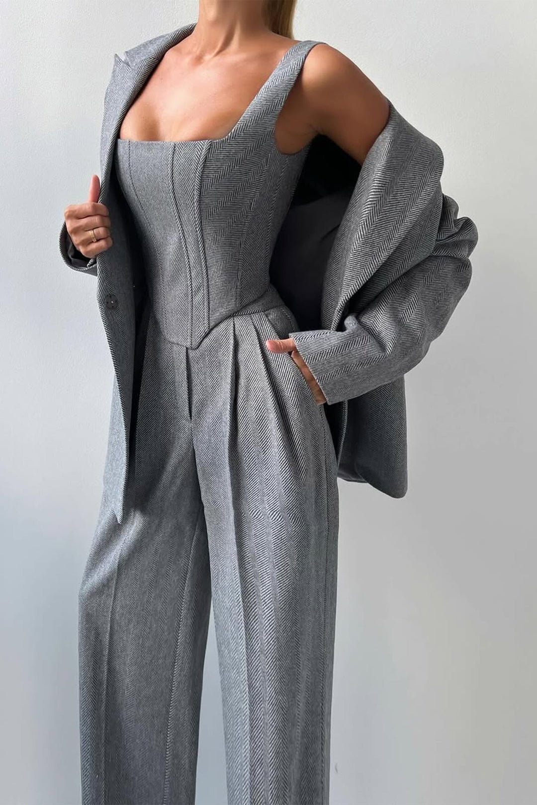 Milan | Elegantes 3-teiliges Damenblazer-Set mit zweireihiger Knopfleiste
