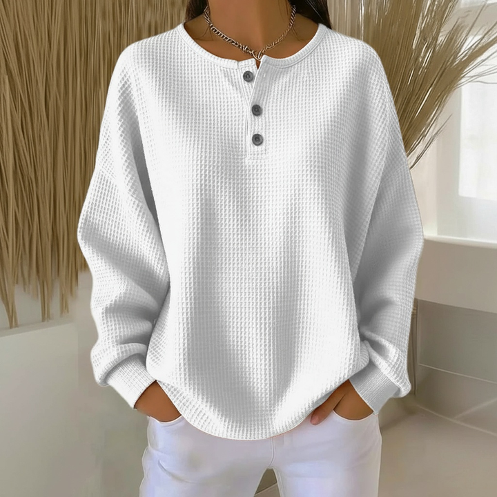 Aloura | Locker geschnittener Pullover aus strukturiertem Waffelstrick