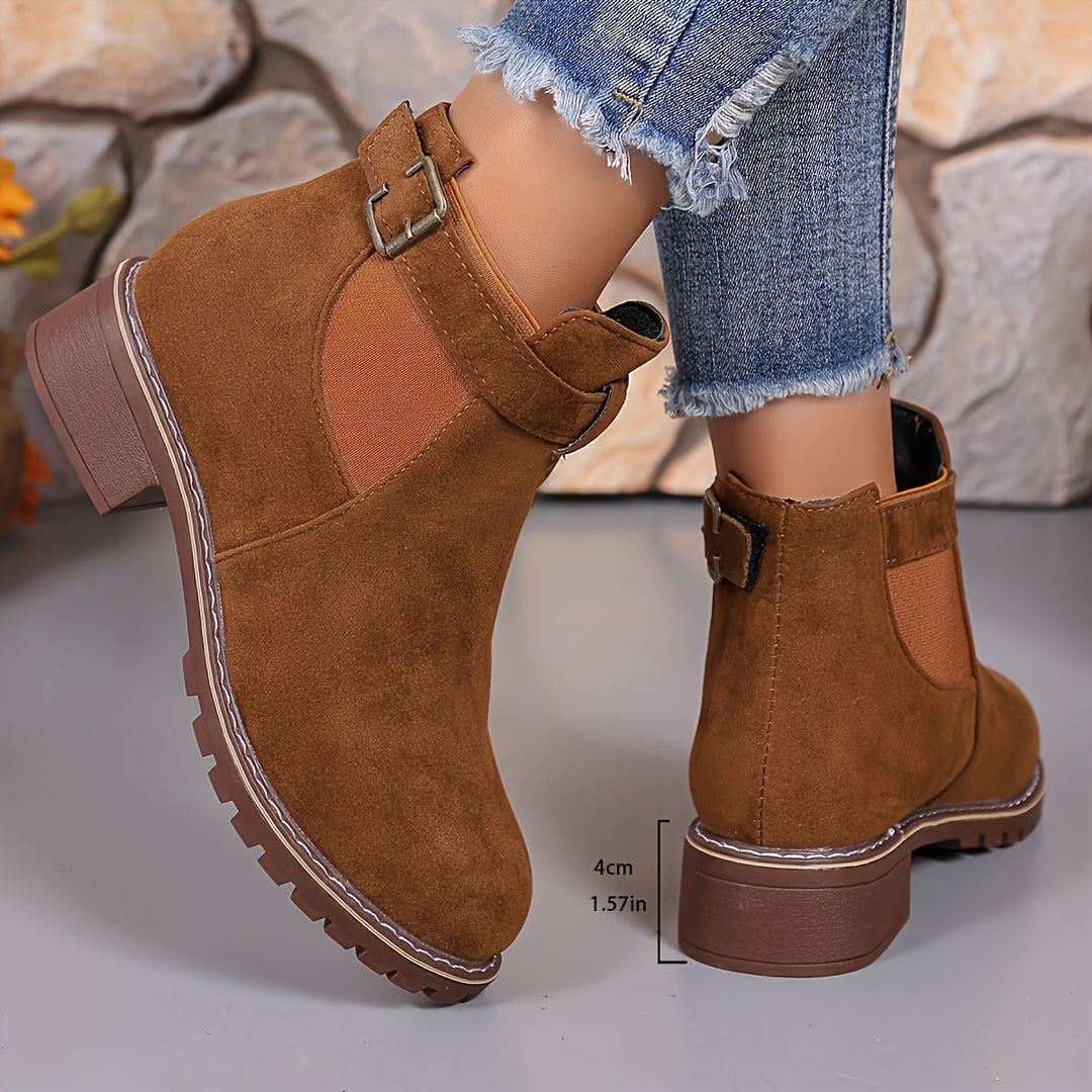 Evelina | Schicke Chelsea-Stiefeletten mit Schnallenriemen für Damen