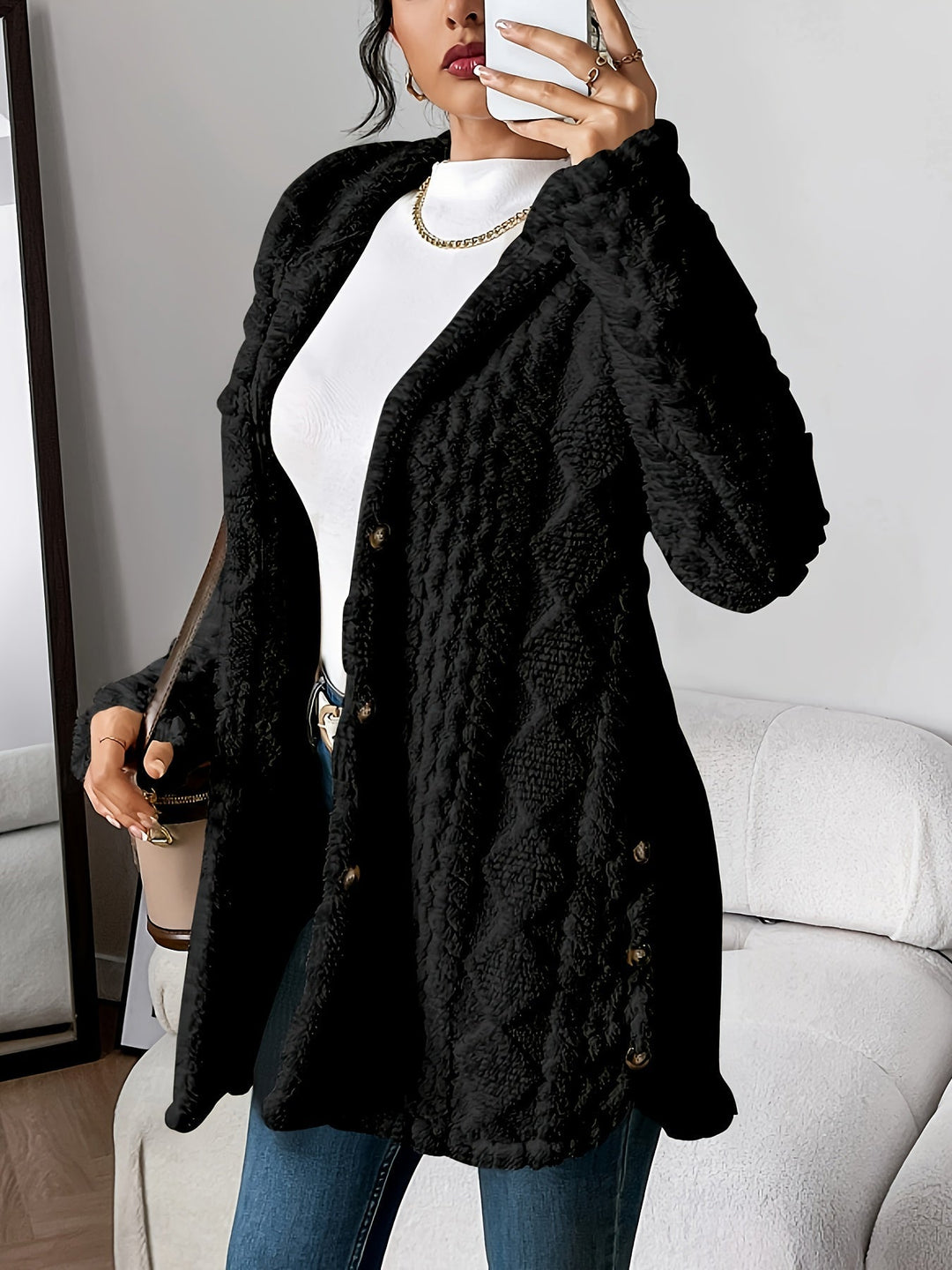 Celestia | Cozy Plush Women’s Hooded Cardigan
