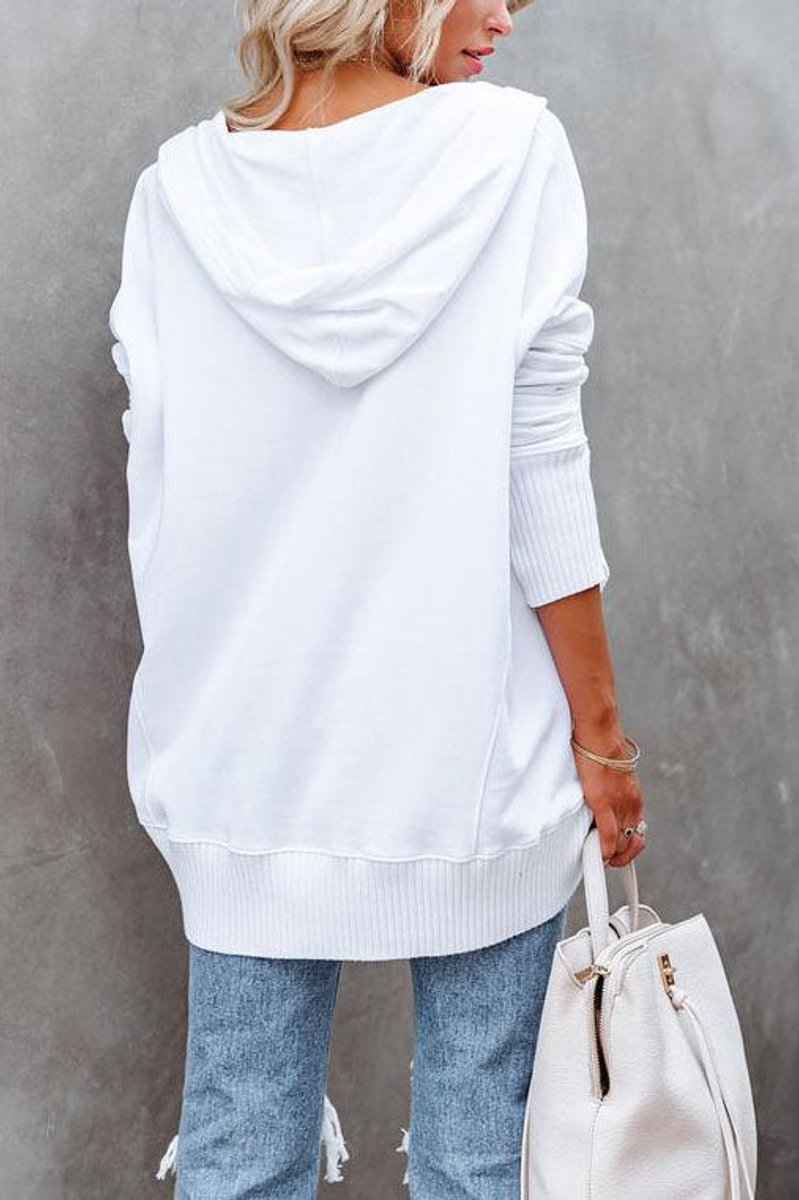 Rosielle | Relaxed Longline Hooded Drawstring Tunic Sweatshirt