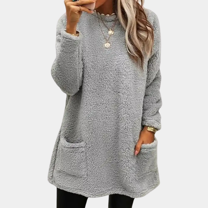 Drunelle | Kuscheliges Teddy-Tunika-Kleid mit Taschen