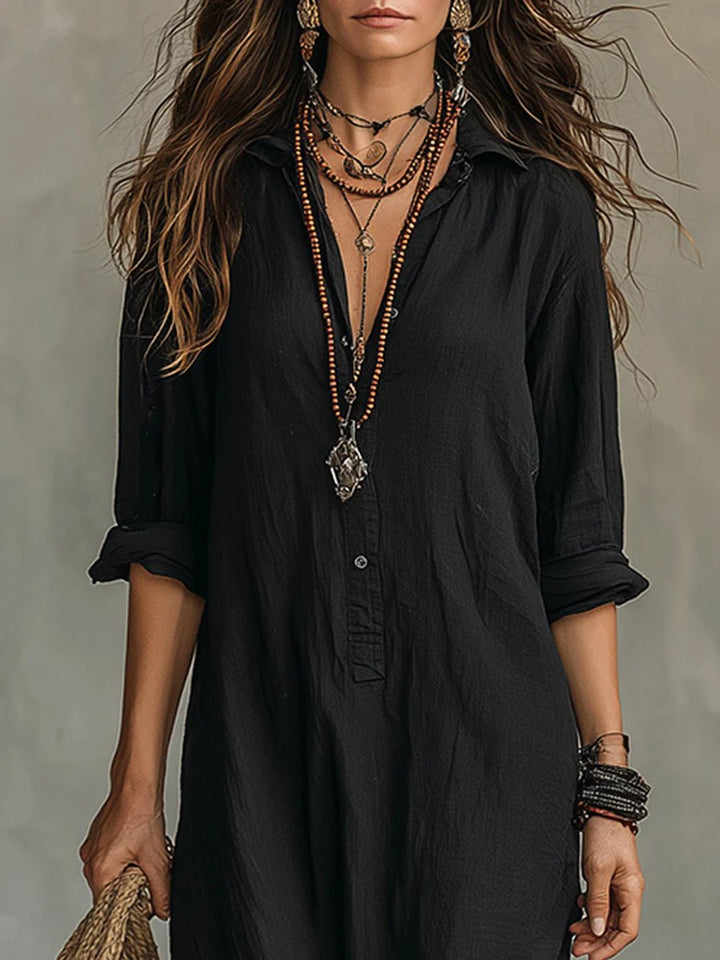 Noralynn | Women's Long Sleeve Flowing Maxi Shirt Dress